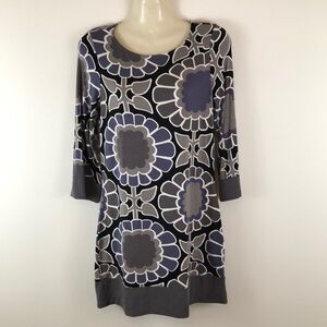 Boden Geometric Floral 3/4 Sleeves Stretch Knit Dress Size 4